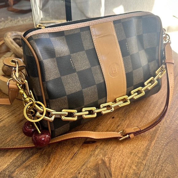 Fendi Black and Brown Checkered Crossbody Bag - Picture 1 of 8
